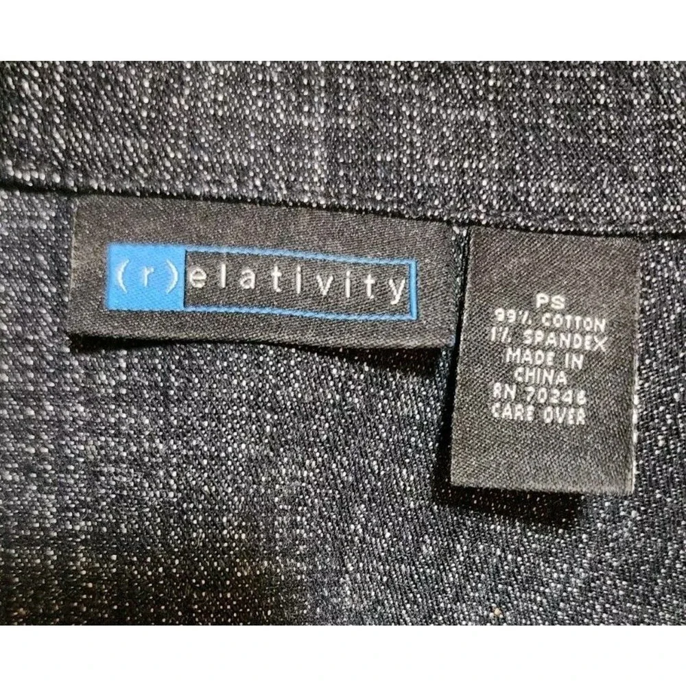 NWOT Relativity Jean Jacket Button Up Stretch Black Wash Women Size PS Fitted